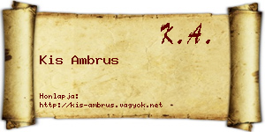 Kis Ambrus névjegykártya